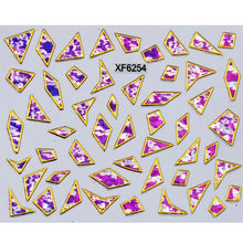 Load image into Gallery viewer, Purple Waterproof 3D nail Art Stickers Water Transfer DIY Irregular design Nail Tips Accessory Decoration Tool XF6254B
