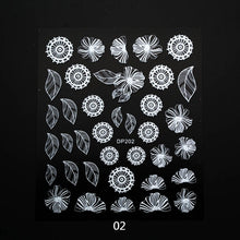 Load image into Gallery viewer, White Flowers Stickers on Nails Lace 3D Nail Stickers Decals Adhesive DIY Manicure 3D Nail Art Stickers for Nails Design ZJT3003