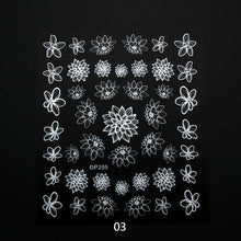 Load image into Gallery viewer, White Flowers Stickers on Nails Lace 3D Nail Stickers Decals Adhesive DIY Manicure 3D Nail Art Stickers for Nails Design ZJT3003