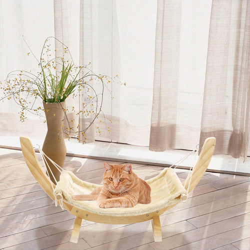 Fashion Wooden Cat Hammock Soft Cosy Rabbit Hamster Bed Cushion Small Dog Cat Hanging Bed