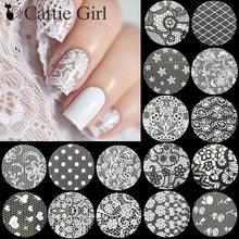 Load image into Gallery viewer, 16 rolls Nails Foil Stickers Black White Lace Flowers Design Manicure Starry Sky Nail Art Transfer Paper Nails Art Decals