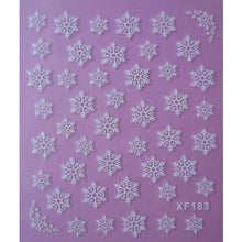 Load image into Gallery viewer, white 3D snowflake design Water Transfer Nails Art Sticker decals lady women manicure tools Nail Wraps Decals