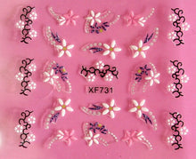 Load image into Gallery viewer, Lovely 3D flower design Water Transfer Nails Art Sticker decals girl women manicure tools Nail Wraps Decals