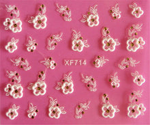 Load image into Gallery viewer, Lovely 3D flower design Water Transfer Nails Art Sticker decals girl women manicure tools Nail Wraps Decals