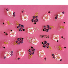 Load image into Gallery viewer, Lovely 3D flower design Water Transfer Nails Art Sticker decals girl women manicure tools Nail Wraps Decals