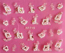 Load image into Gallery viewer, Lovely 3D flower design Water Transfer Nails Art Sticker decals girl women manicure tools Nail Wraps Decals