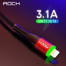 Load image into Gallery viewer, ROCK LED Lighting Charger 3.1A Cable For iPhone X 8 7 6 Max XR Fast Charging Hi-Tensile Data Sync Data Transfer 8 Pin Cable