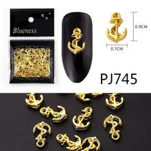 Load image into Gallery viewer, 20/100Pcs Metal Gold stick Gold Silver Copper Bee Wing Studs For Nails Design Charms Manicure 3D Nail Art Decorations