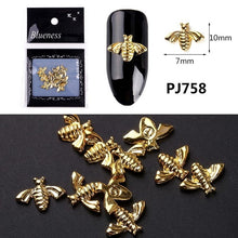 Load image into Gallery viewer, 20/100Pcs Metal Gold stick Gold Silver Copper Bee Wing Studs For Nails Design Charms Manicure 3D Nail Art Decorations