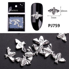 Load image into Gallery viewer, 20/100Pcs Metal Gold stick Gold Silver Copper Bee Wing Studs For Nails Design Charms Manicure 3D Nail Art Decorations