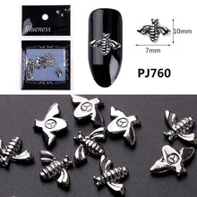 Load image into Gallery viewer, 20/100Pcs Metal Gold stick Gold Silver Copper Bee Wing Studs For Nails Design Charms Manicure 3D Nail Art Decorations