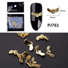 Load image into Gallery viewer, 20/100Pcs Metal Gold stick Gold Silver Copper Bee Wing Studs For Nails Design Charms Manicure 3D Nail Art Decorations