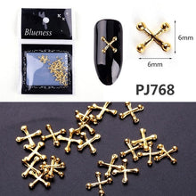 Load image into Gallery viewer, 20/100Pcs Metal Gold stick Gold Silver Copper Bee Wing Studs For Nails Design Charms Manicure 3D Nail Art Decorations