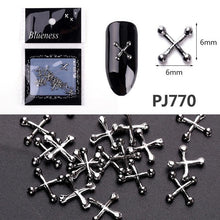 Load image into Gallery viewer, 20/100Pcs Metal Gold stick Gold Silver Copper Bee Wing Studs For Nails Design Charms Manicure 3D Nail Art Decorations