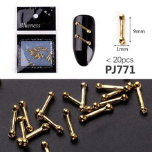 Load image into Gallery viewer, 20/100Pcs Metal Gold stick Gold Silver Copper Bee Wing Studs For Nails Design Charms Manicure 3D Nail Art Decorations