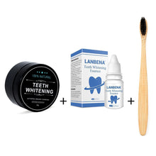 Load image into Gallery viewer, Natural Teeth Whitening Teeth Set 1 oz Bamboo Charcoal Powder 0.35oz Tooth Whitening Essence with Toothbrush for Oral Hygiene