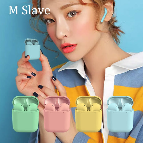 M Slave headphone wireless i12 tws inpods 12 earphone Earbuds with Mic for iphone xiaomi Samsung Huawei pk i10 tws