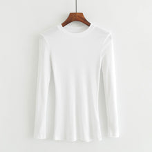 Load image into Gallery viewer, Women Crew Neck Ribbed  Long Sleeve Slim Fit T-shirt For size XS/S