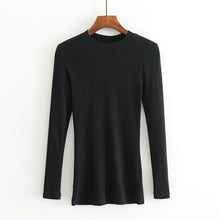 Load image into Gallery viewer, Women Crew Neck Ribbed  Long Sleeve Slim Fit T-shirt For size XS/S