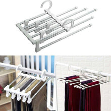 Load image into Gallery viewer, Multi Layers Hangers Closet Jeans Stainless Steel Multifunctional  Magic Five-in-one folding Trousers Storage Pants Organizer