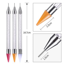 Load image into Gallery viewer, New Dual End Silicone Nail Art Dotting Pen Rhinestone Pencil Crystal Decorations Tip Pick Design Manicure Tool 2 Way Without Wax