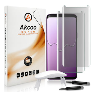 Akcoo Note 9 full glue glass screen protector with liquid adhesive  for samsung S8 9 Plus note 8 S7 edge case friendly protector