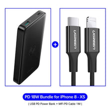 Load image into Gallery viewer, Ugreen QC3.0+PD Power Bank 10000mAh Portable Wireless Charger Powerbank For iPhone Xiaomi Mi 9 Quick Battery Charger Poverbank