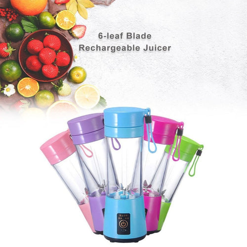 6 Blades Mini Portable USB Electric Fruit Juicer Rechargeable USB Blender Sports Bottle Juice Cup With Charging Cable