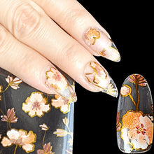 Load image into Gallery viewer, More Than 250 Design Beautiful Designed Nail Art Product Nail Glue transfer Foil Beautiful Flower Purple Orange GL30
