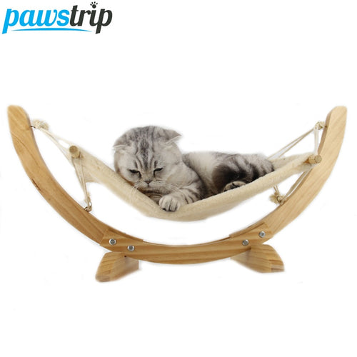 Fashion Wood Cat Hammock Soft Fleece Cotton Rabbit Hamster Bed Cushion Small Dog Cat Hanging Bed