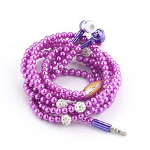 Load image into Gallery viewer, Pink girl wired headset Rhinestone Jewelry Pearl Necklace Earphones With Mic 3.5mm Earbuds For Xiaomi mi6 huawei fone de ouvido