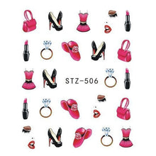 Load image into Gallery viewer, 1 Sheet Water Decals Nail Art Stickers  Flowers Cartoon 2017 New Designs Watermark Transfer Red Colorful Manicure SASTZ501-512