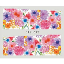 Load image into Gallery viewer, 1 Sheet Water Decals Nail Art Stickers  Flowers Cartoon 2017 New Designs Watermark Transfer Red Colorful Manicure SASTZ501-512