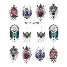 Load image into Gallery viewer, 1 Sheet Water Decals Nail Art Stickers  Flowers Cartoon 2017 New Designs Watermark Transfer Red Colorful Manicure SASTZ501-512