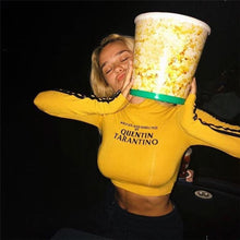 Load image into Gallery viewer, InstaHot 2018 Fashion Quentin Tarantino Sexy Crop Tops Women Side Stripe Long Sleeve Turtleneck Cotton Knitted Short tshirt Lady