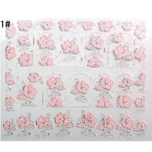 Load image into Gallery viewer, Mtssii 3D Nail Stickers Embossed Pink Flowers Gold Silver Alloy Dream Catcher Design Nail Art Decal Tips Stickers Sheet Manicure