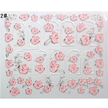 Load image into Gallery viewer, Mtssii 3D Nail Stickers Embossed Pink Flowers Gold Silver Alloy Dream Catcher Design Nail Art Decal Tips Stickers Sheet Manicure