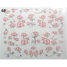 Load image into Gallery viewer, Mtssii 3D Nail Stickers Embossed Pink Flowers Gold Silver Alloy Dream Catcher Design Nail Art Decal Tips Stickers Sheet Manicure
