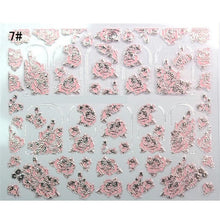 Load image into Gallery viewer, Mtssii 3D Nail Stickers Embossed Pink Flowers Gold Silver Alloy Dream Catcher Design Nail Art Decal Tips Stickers Sheet Manicure