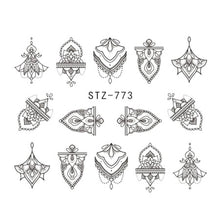 Load image into Gallery viewer, Full Beauty Lace Necklace Water Decals Nail Art Sticker Witch Black Flower Watermark Transfers Sliders Decoration TRSTZ771-777