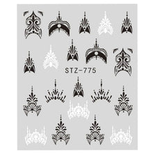 Load image into Gallery viewer, Full Beauty Lace Necklace Water Decals Nail Art Sticker Witch Black Flower Watermark Transfers Sliders Decoration TRSTZ771-777