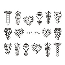 Load image into Gallery viewer, Full Beauty Lace Necklace Water Decals Nail Art Sticker Witch Black Flower Watermark Transfers Sliders Decoration TRSTZ771-777