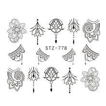 Load image into Gallery viewer, Full Beauty Lace Necklace Water Decals Nail Art Sticker Witch Black Flower Watermark Transfers Sliders Decoration TRSTZ771-777