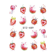 Load image into Gallery viewer, 1PCS Strawberry Summer Fruit Drinking Stickers For Nails Manicure Nail Art Design Water Transfer Watermark Beauty Decals TRSTZ