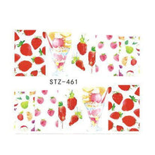 Load image into Gallery viewer, 1PCS Strawberry Summer Fruit Drinking Stickers For Nails Manicure Nail Art Design Water Transfer Watermark Beauty Decals TRSTZ