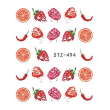 Load image into Gallery viewer, 1PCS Strawberry Summer Fruit Drinking Stickers For Nails Manicure Nail Art Design Water Transfer Watermark Beauty Decals TRSTZ