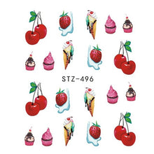 Load image into Gallery viewer, 1PCS Strawberry Summer Fruit Drinking Stickers For Nails Manicure Nail Art Design Water Transfer Watermark Beauty Decals TRSTZ