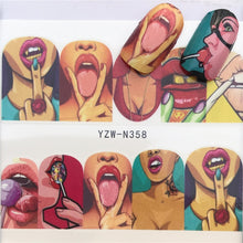 Load image into Gallery viewer, WUF Nail Stickers Water Decals Butterfly Floral Animal Black White Geometry Slider Manicure Nail Art Decoration