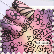 Load image into Gallery viewer, WUF Nail Stickers Water Decals Butterfly Floral Animal Black White Geometry Slider Manicure Nail Art Decoration