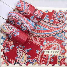 Load image into Gallery viewer, WUF Nail Stickers Water Decals Butterfly Floral Animal Black White Geometry Slider Manicure Nail Art Decoration